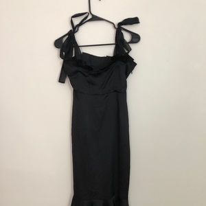 Lulus Black Satin Slip Dress -XS